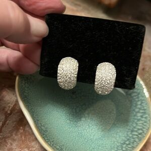 Carolee Vintage Sparkly Crystal Silver Cuff Style Clip on Earrings